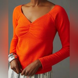 NWT Anthropologie Maeve Orange Sweetheart Top - Size XS